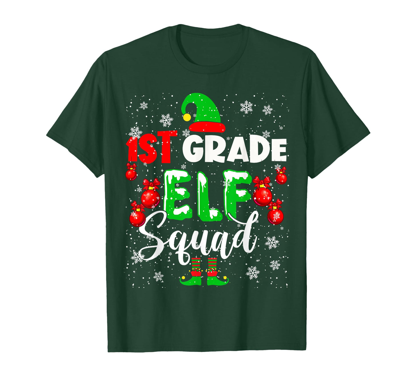 1st Grade ELF Squad Funny Christmas ELF Kids Teacher Group T-Shirt