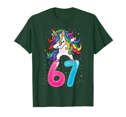 67 Meme Unicorn for Girls Six Seven Gen Alpha Brainrot Kids T-Shirt