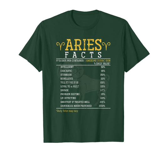 Aries Facts Zodiac Sign T-Shirt