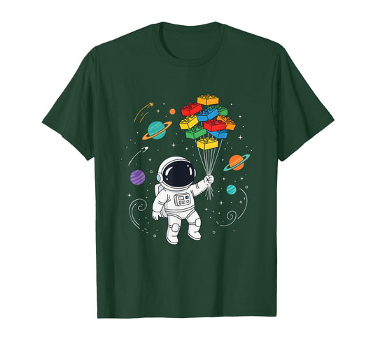 Astronaut Building Blocks - Brick Builder Block Building T-Shirt