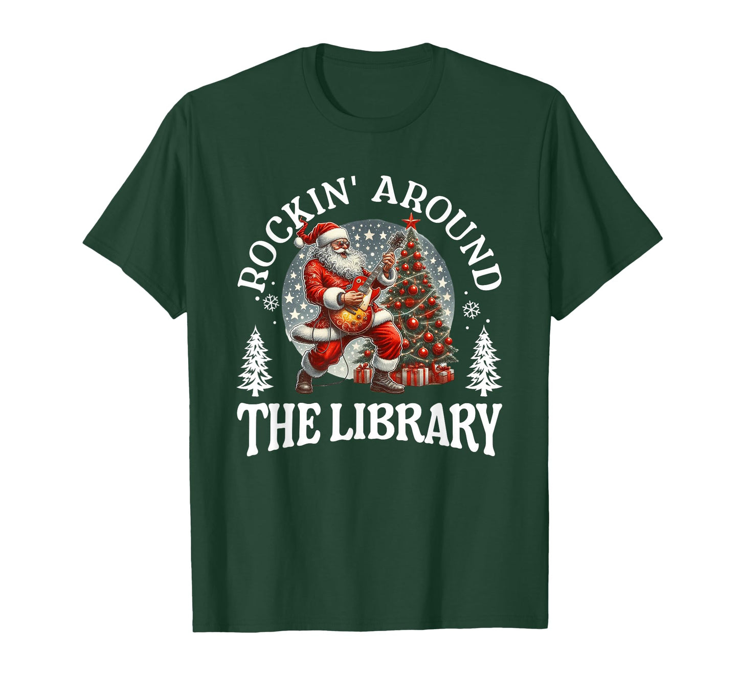 Rockin’ Around The Library Christmas Graphic T-Shirt