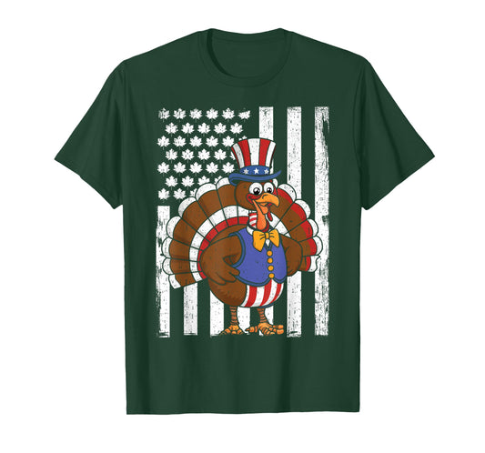 Happy Turkey Day Thanksgiving USA Flag Patriotic Funny T-Shirt