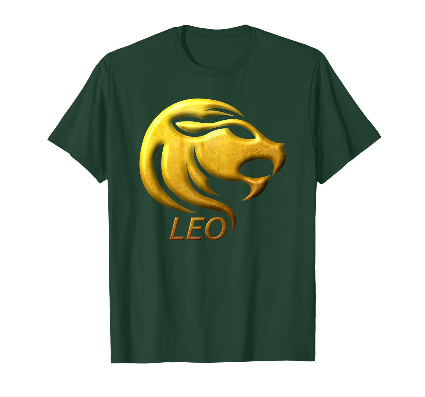Golden Leo Zodiac Sign T-Shirt Relief looks like Stamped