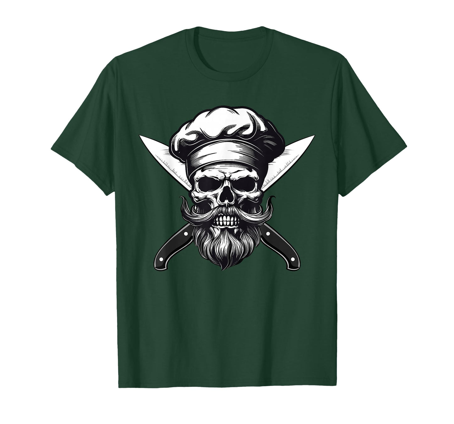 Chef Skull with Beard, Culinary Mens, Cook Skull T-Shirt
