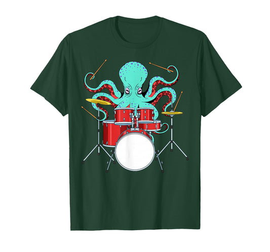 Octopus Drummer Drums Lover Kit Snare Bass Hi-Hat Trap Set T-Shirt