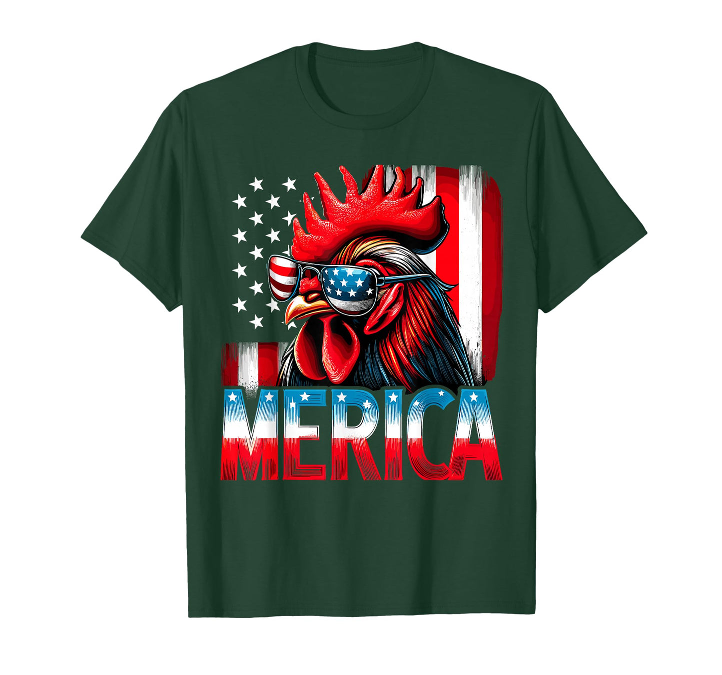 Patriotic Chicken USA Flag Merica Chicken 4th of July T-Shirt