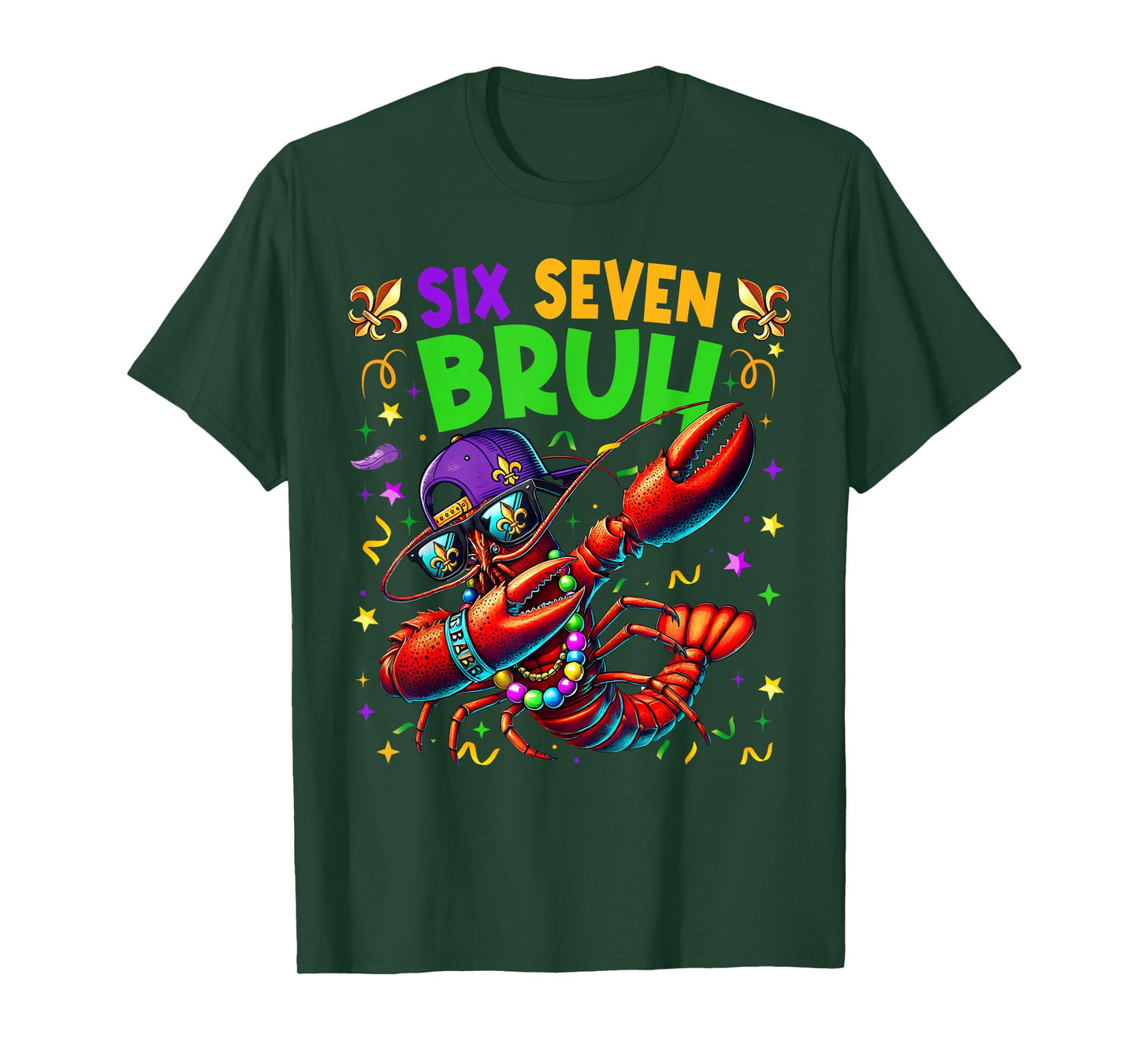Six Seven Bruh Mardi Gras Dabbing Crawfish Men Women Kid T-Shirt