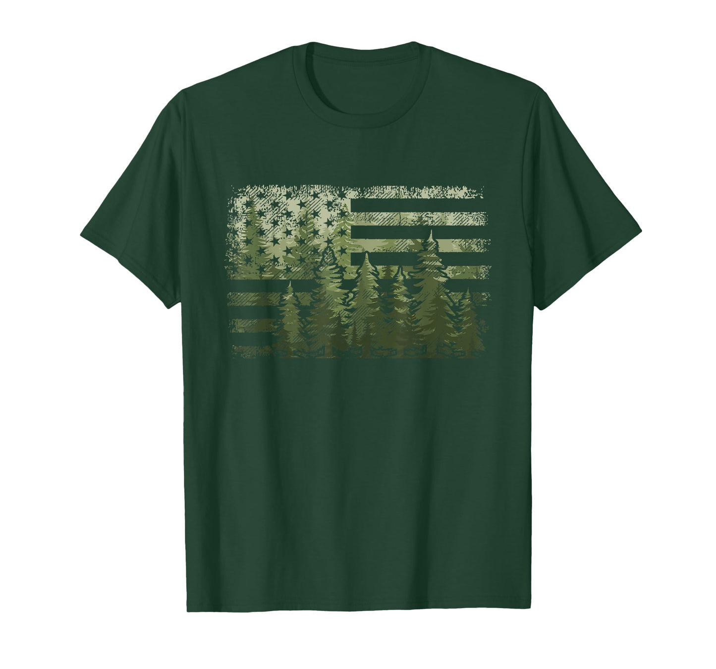 Trees USA Nature American Flag Forest T-Shirt