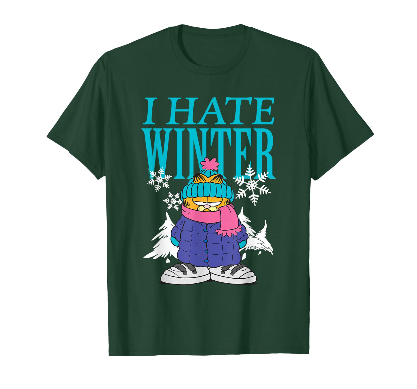 Garfield I Hate Winter Bundled Up in Snow Retro Cartoon T-Shirt