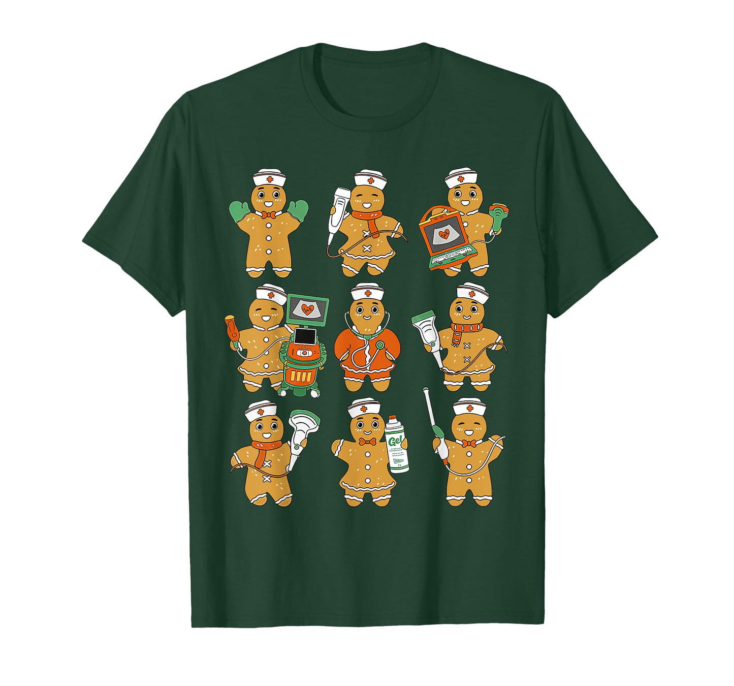Christmas Ultrasound Tech Gingerbreads Radiology Cardiac T-Shirt