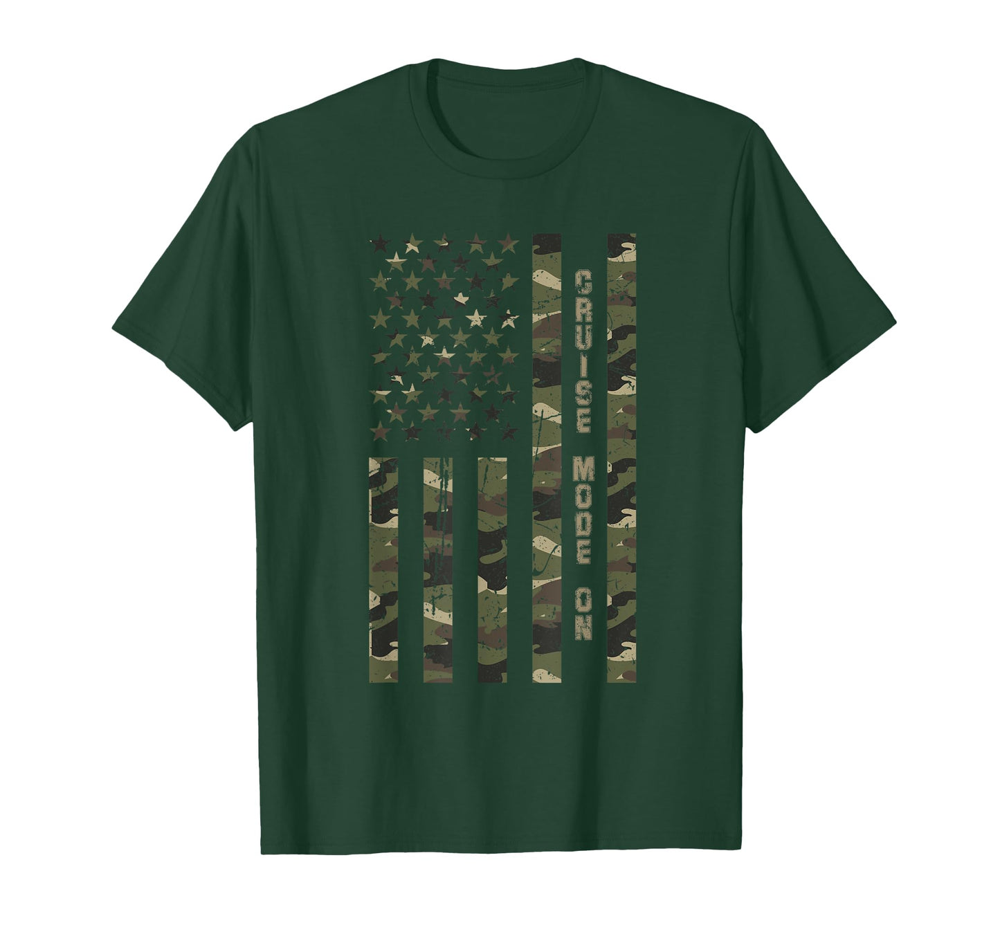 Cruise Mode On United States Distressed Camo w US Flag T-Shirt