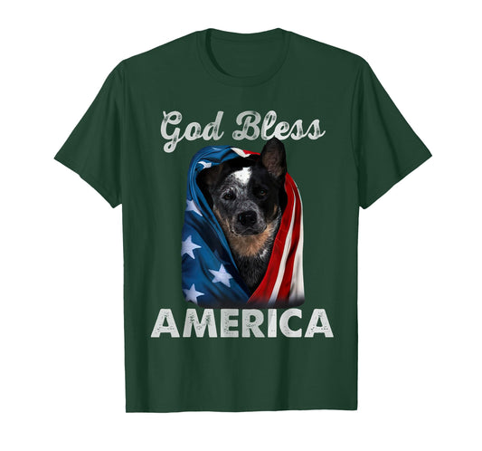 Blue Heeler Dog American USA Flag 4th of July Dog Lover T-Shirt