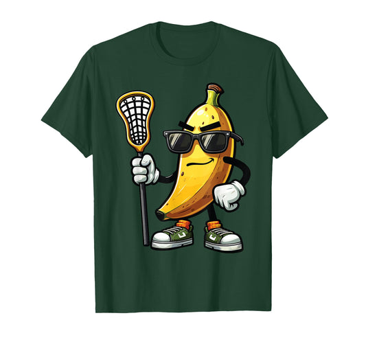 Banana Playing Lacrosse Funny Youth Boys Lacrosse Goalie T-Shirt