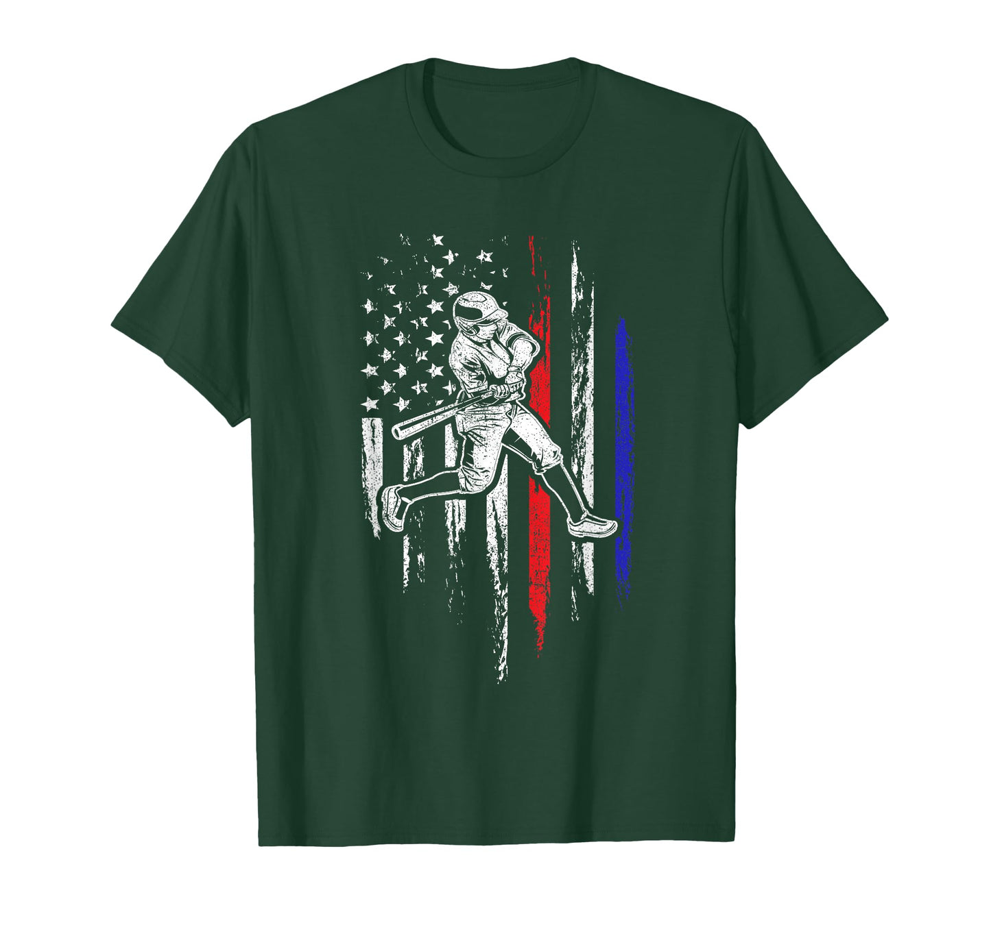 Baseball American Flag Batter Hitting USA 4th of July Gift T-Shirt