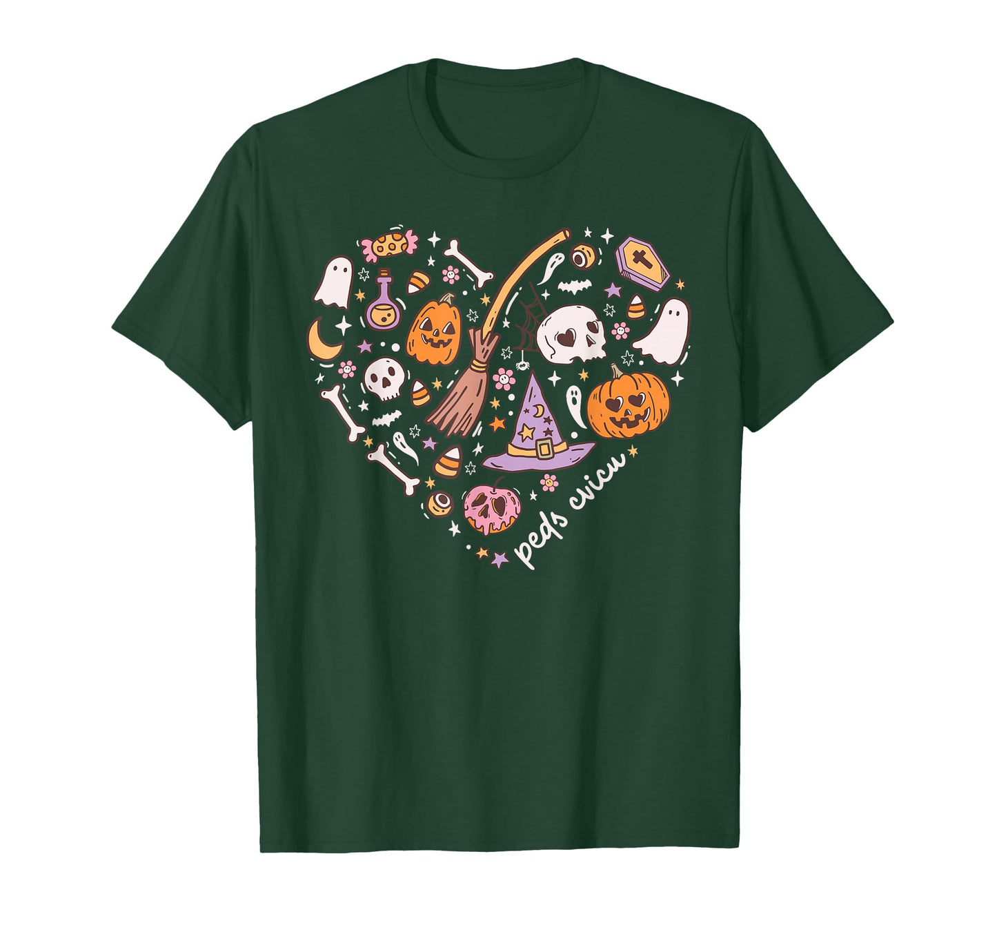 Cute PEDS CVICU Heart Halloween Pediatric Cardiac ICU Nurse T-Shirt