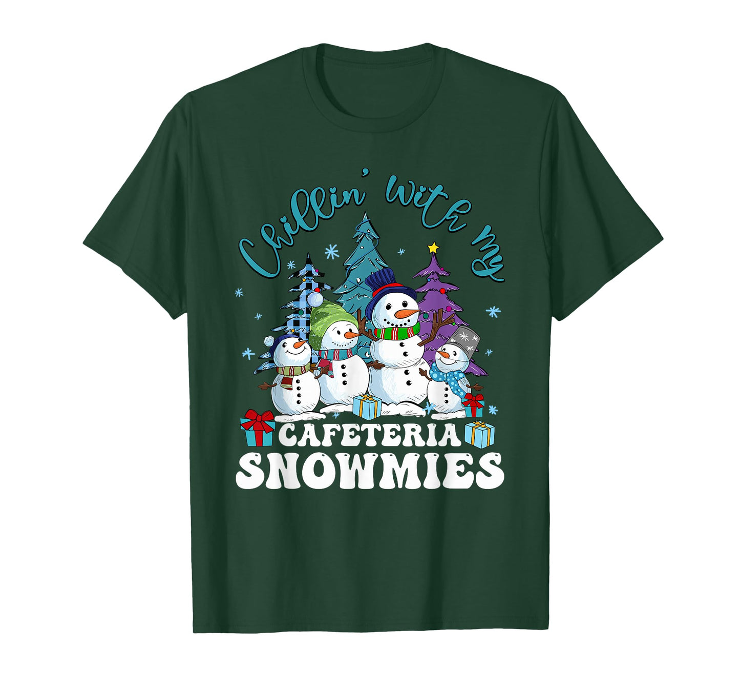 Chillin' With My Cafeteria Snowmies Christmas Lunch Lady T-Shirt
