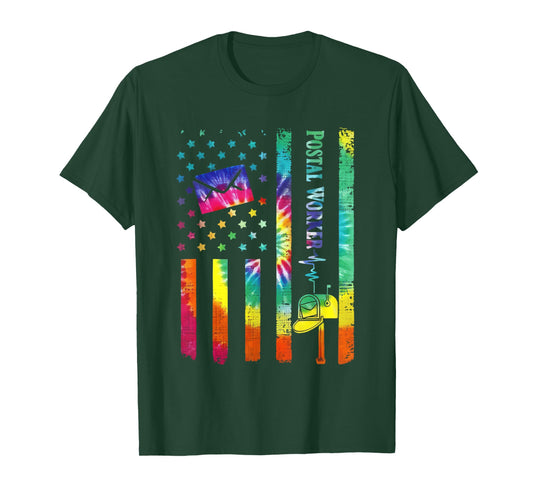 Postal Worker American Flag Tie Dye Mail Carrier Delivery T-Shirt