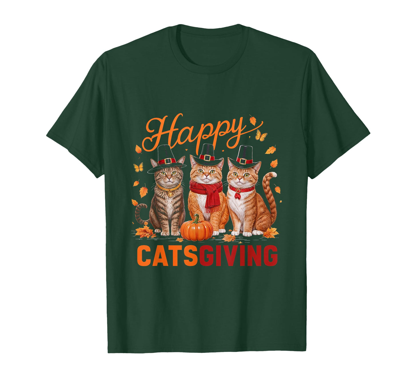 Happy Catsgiving Thanksgiving Cat Pumpkin Fall Cats T-Shirt