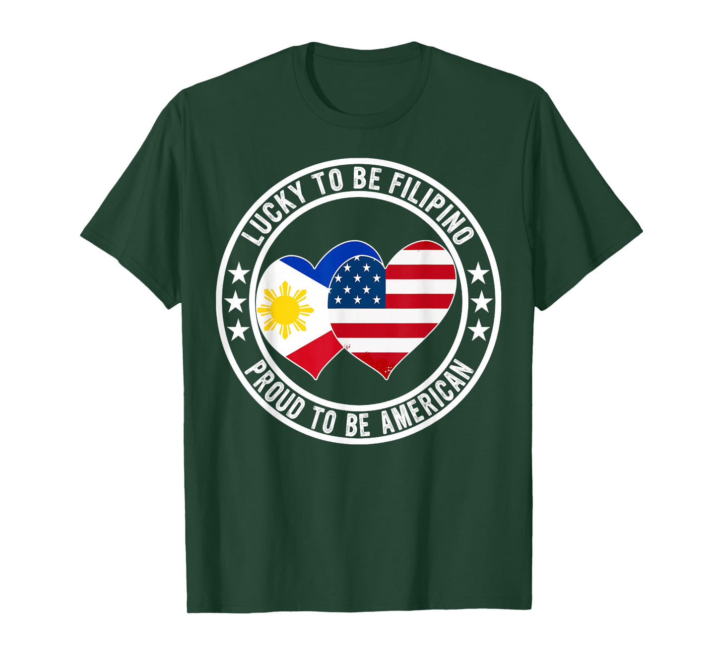 Lucky To Be Filipino Proud To Be American Funny Flag Graphic T-Shirt