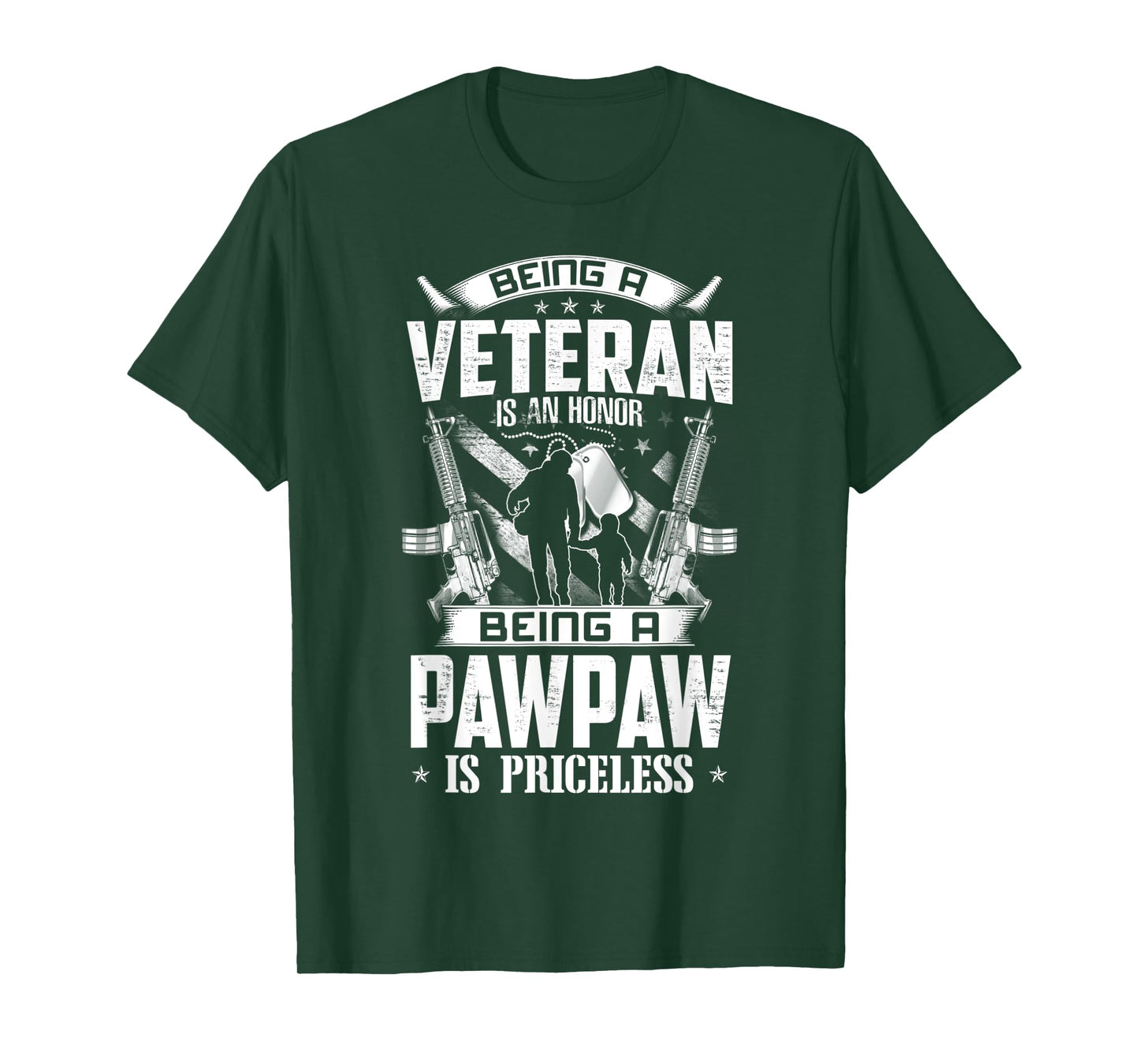 Mens Being A Veteran Is An Honor A Pawpaw Is Priceless Grandpa T-Shirt