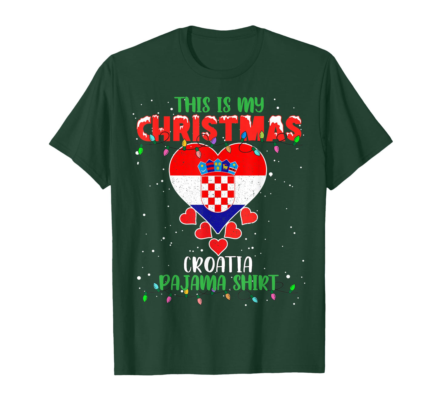 This Is My Christmas Lights Love Croatia Flag Pajama T-Shirt