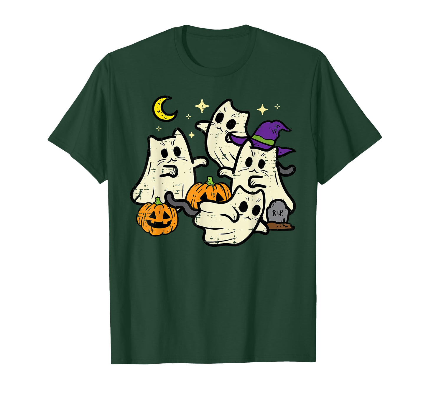 Halloween Black Cats Ghosts Costume Women Girls Kids Toddler T-Shirt