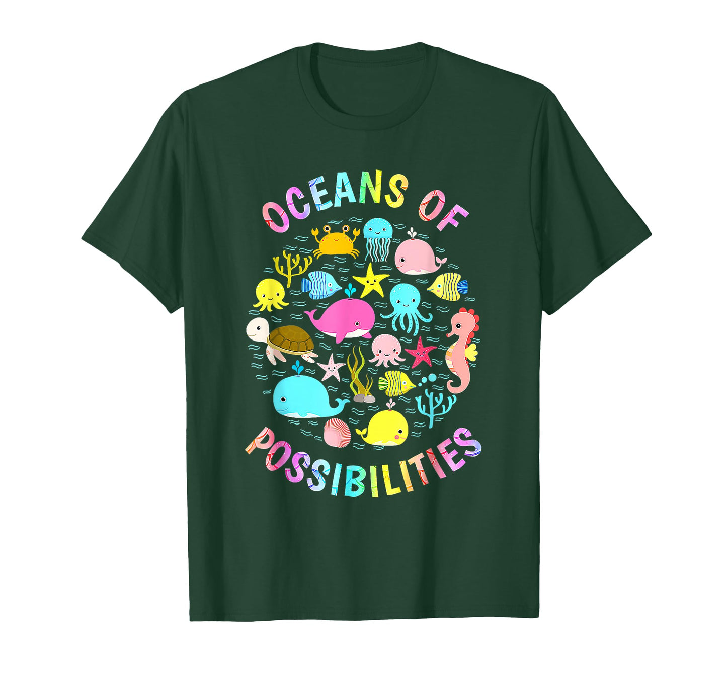 Cute Oceans of Possibilities Summer Reading Sea Creatures T-Shirt