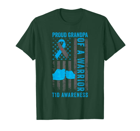 Proud Grandpa Of A T1D Warrior Type 1 Diabetes Awareness T-Shirt