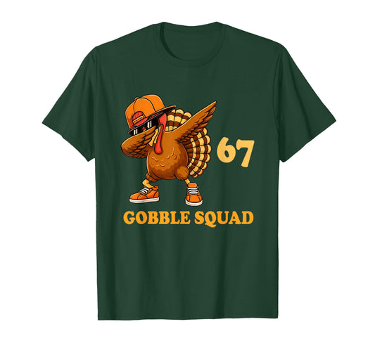 67 Gobble Squad Dabbing Turkey Thanksgiving Design Boys Kids T-Shirt