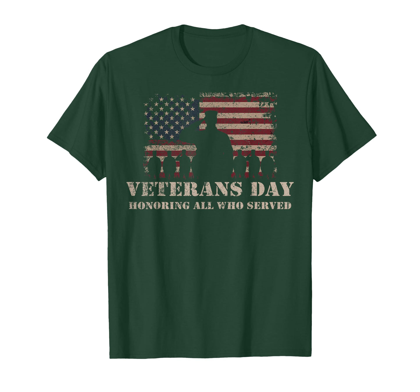 Veterans Day Honoring All Who Served Patriotic Flag Soldier T-Shirt