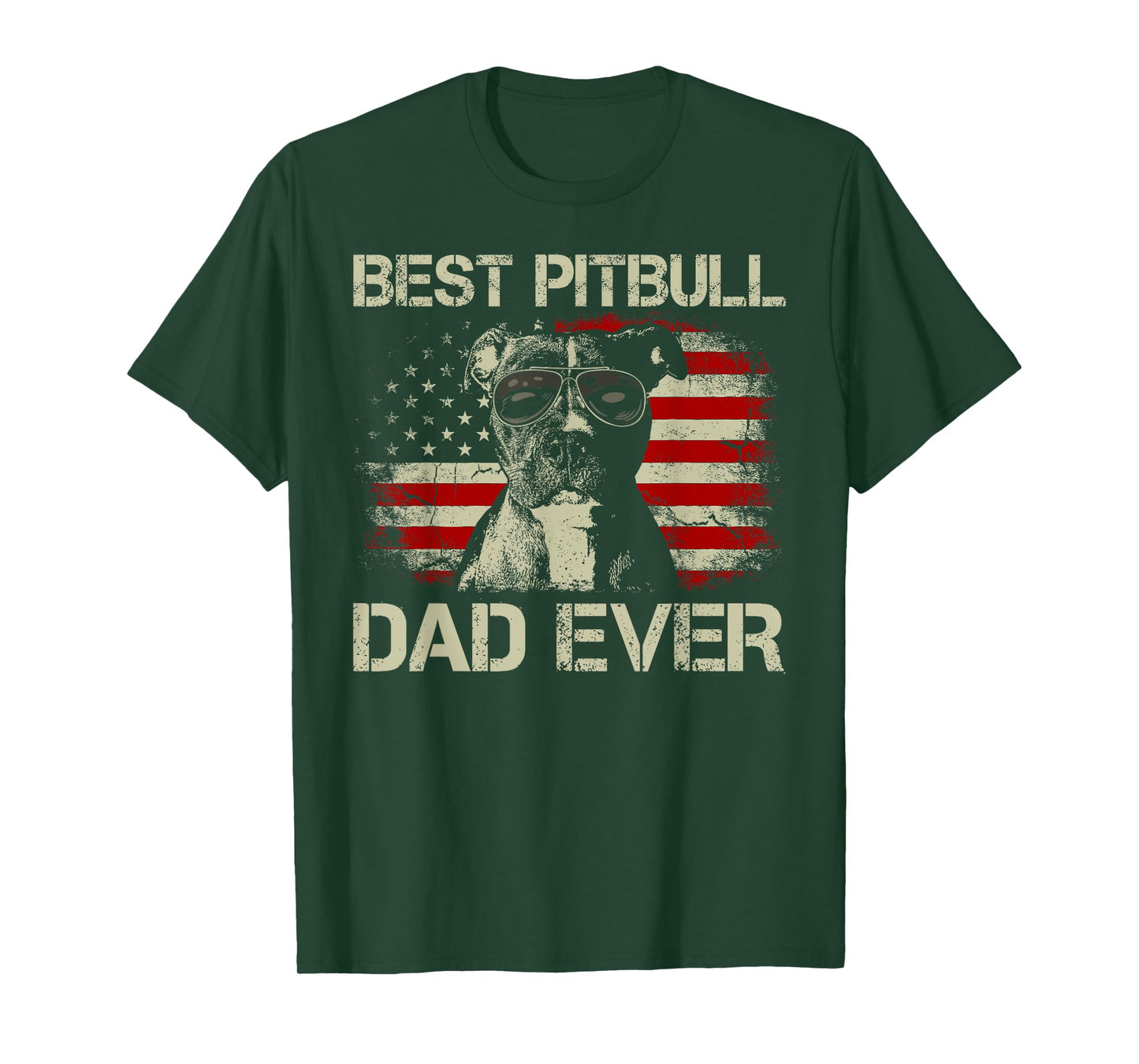 Best Pitbull Dad Ever Tshirt Funny Us Flag Gifts for Dog Dad T-Shirt