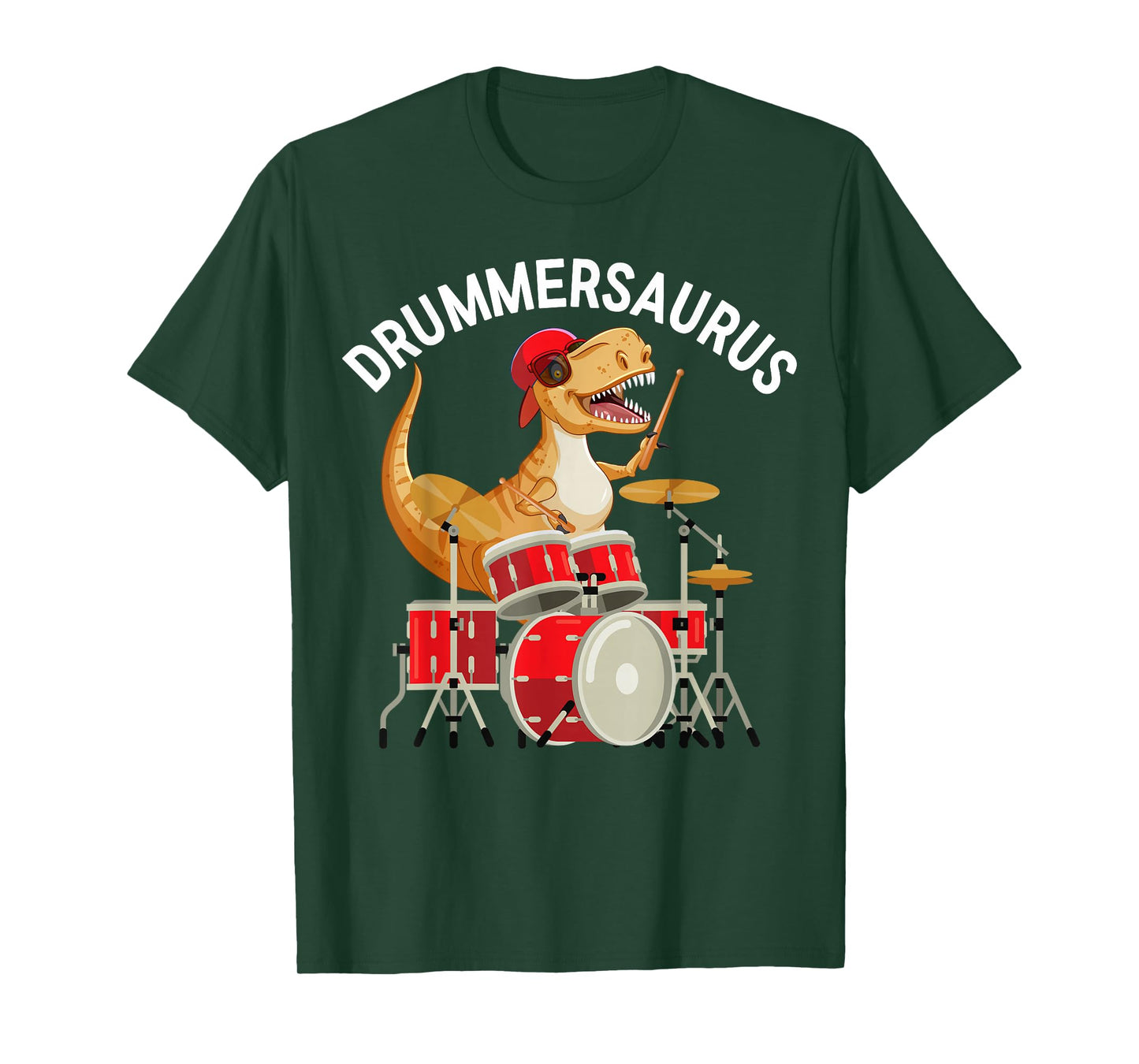 Drummersaurus Dinosaur Musician T Rex Playing Drum Drummer T-Shirt