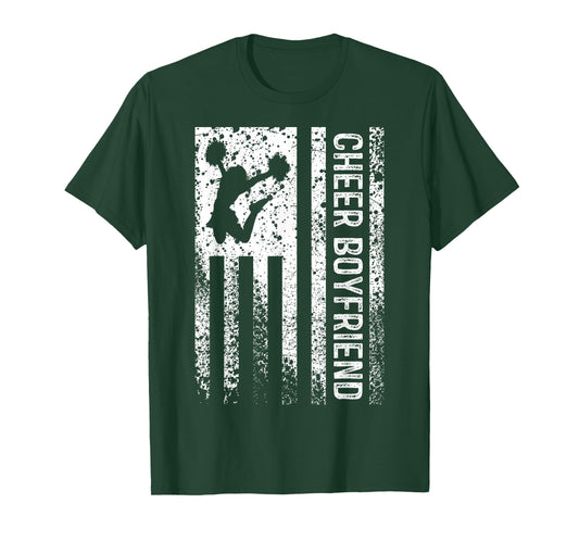 Cheer Boyfriend Vintage American Flag BF Cheerleader Squad T-Shirt