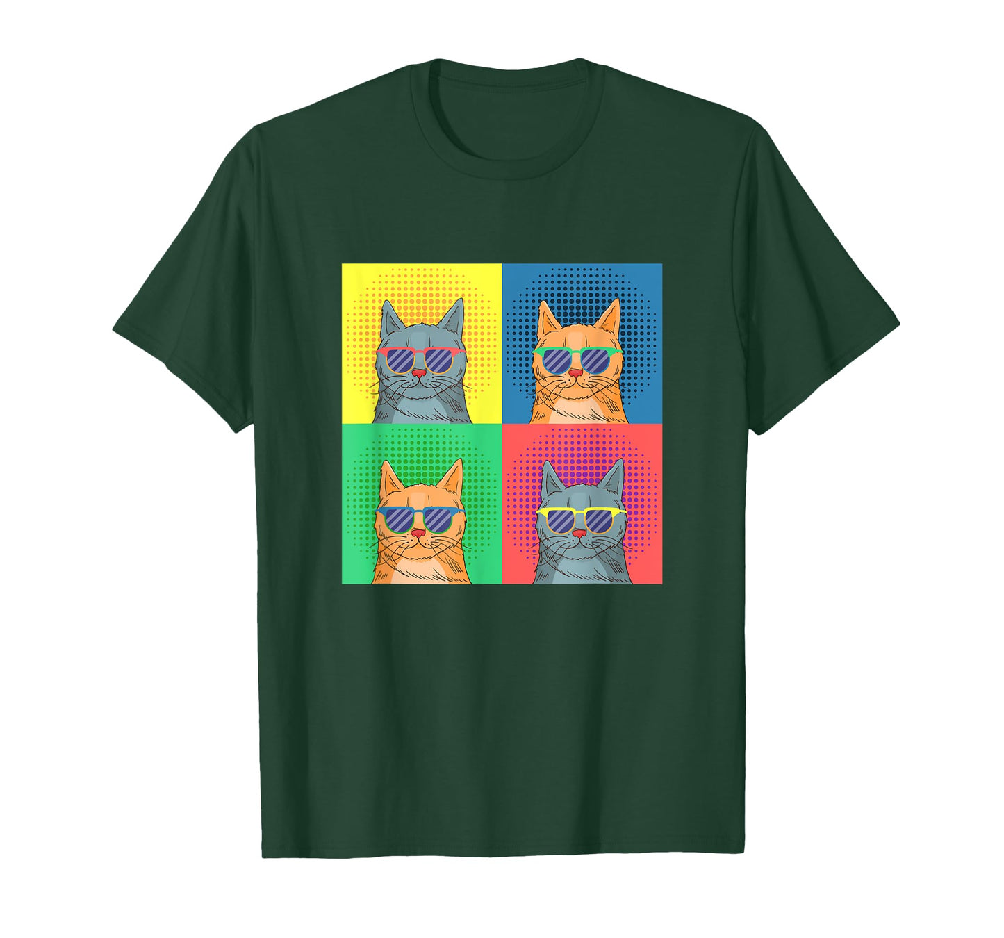 Retro Pop Art Cats - Funny Cat Art Lover Cartoon Design T-Shirt