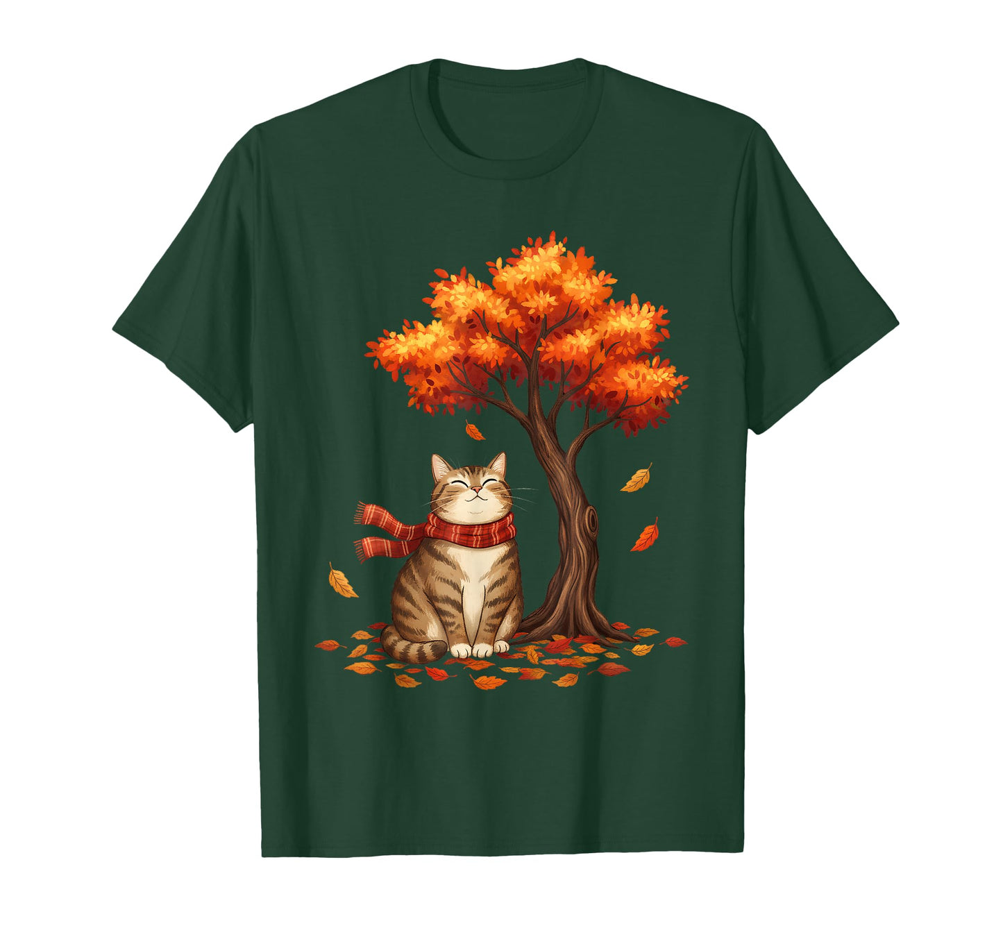Cute Cat Leaf Thanksgiving Fall Autumn Kitty Meow Costume T-Shirt