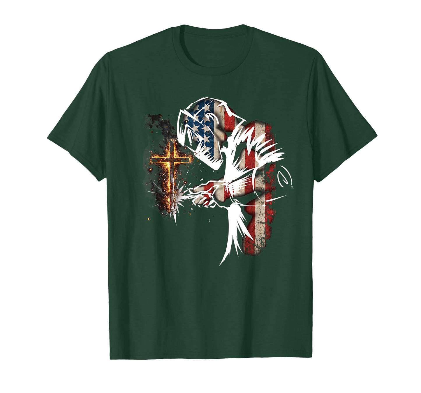 Welder American Flag Mig Tig Welding Faith Cross Christian T-Shirt