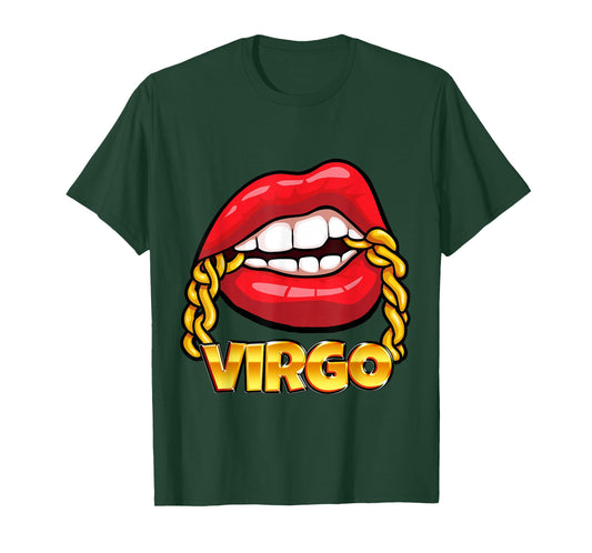 Juicy Lips Gold Chain Virgo Zodiac Sign T-Shirt