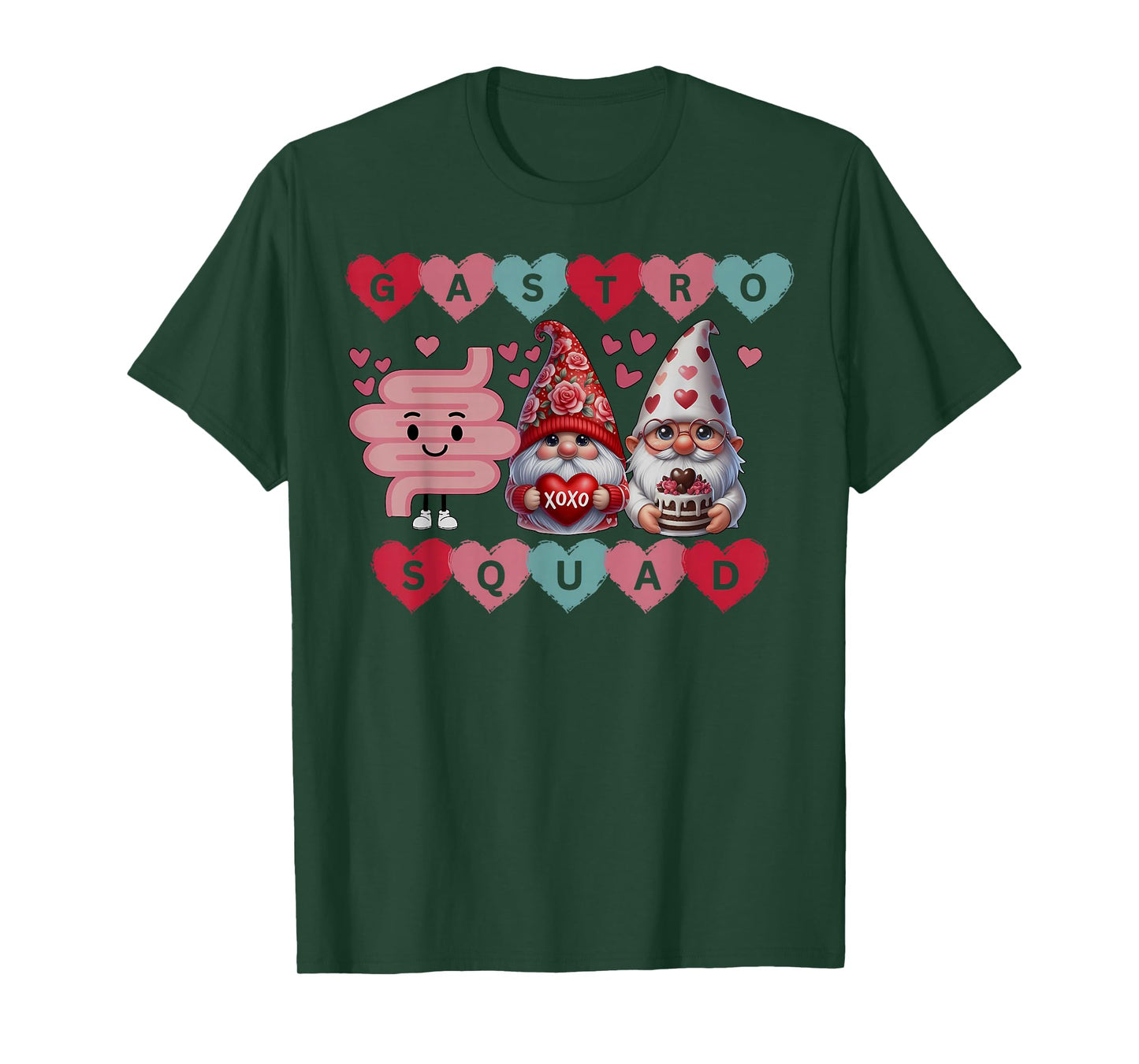 Cute Heart Gnomes Gastro Squad Valentines Endoscopy Nurse. T-Shirt