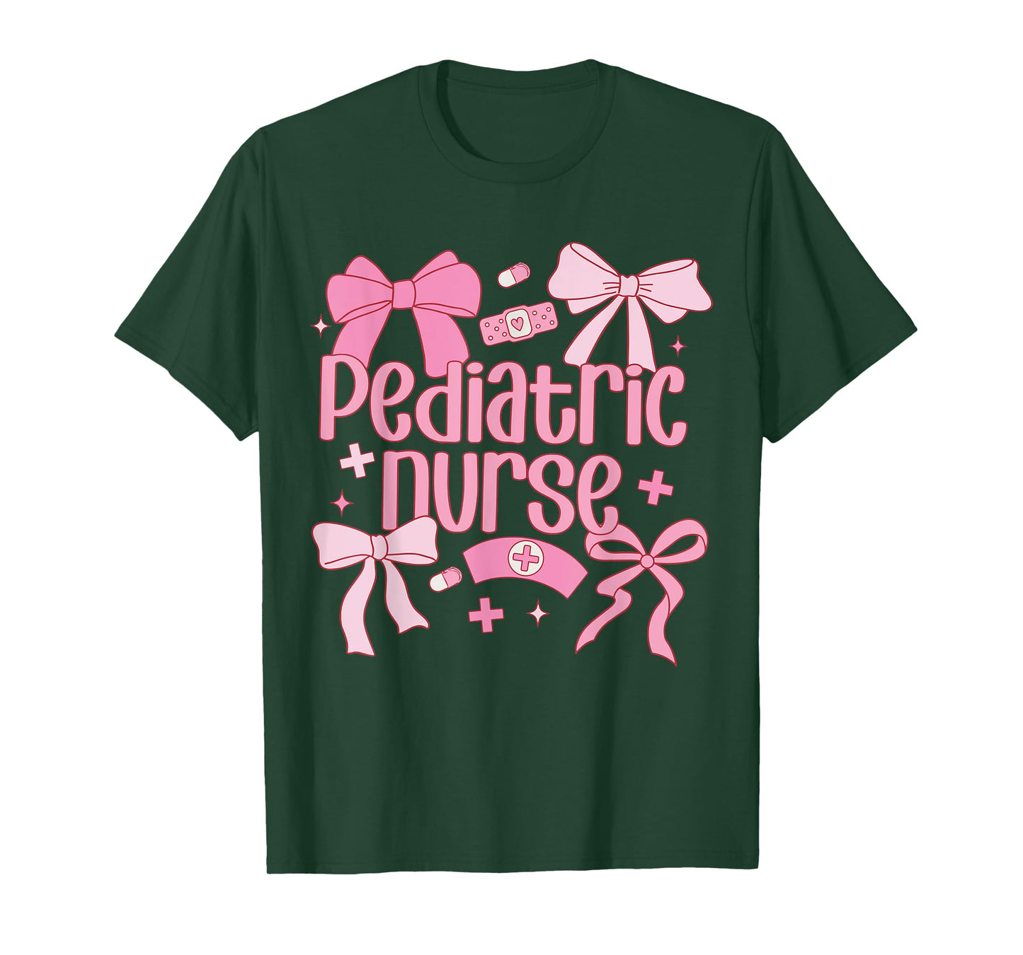 Cute Pink Coquette Bow Pediatric Nurse T-Shirt