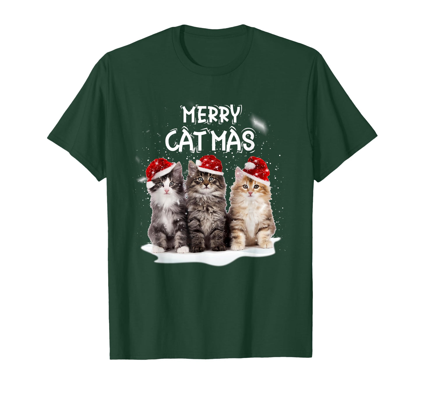 Merry Catmas Christmas Tree Santa Kitten Xmas Cute Cat Mom T-Shirt for Men Women Kids
