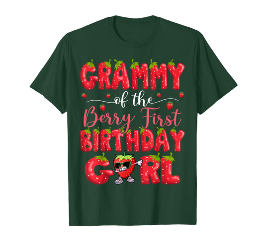 Grammy Of The Berry First Birthday Girl Strawberry Dabbing T-Shirt