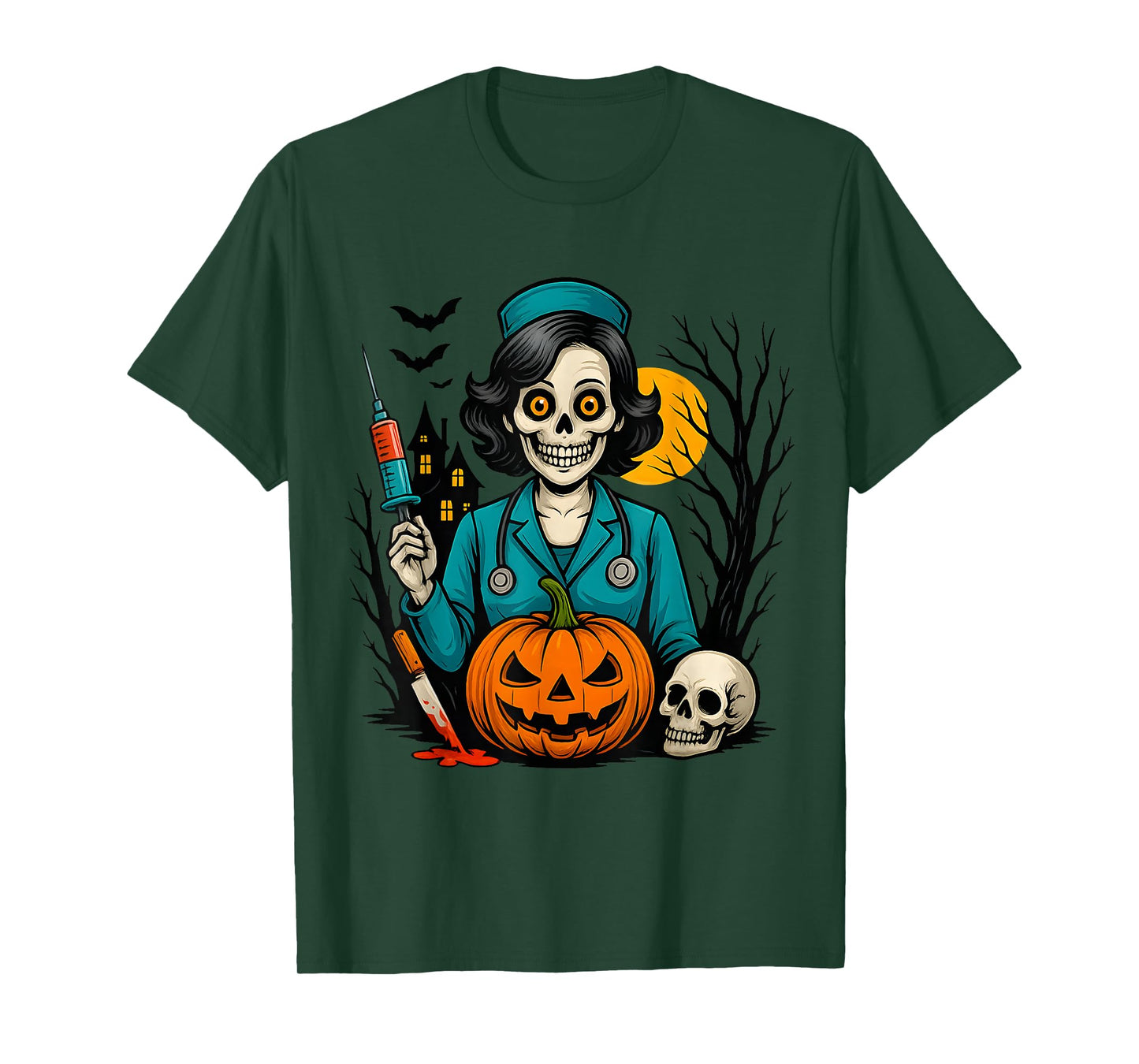 Creepy Skeleton Nurse Halloween Costume for Horror Fans T-Shirt