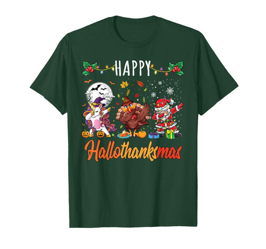 Happy Hallothanksmas Shirt Thanksgiving Halloween Christmas T-Shirt