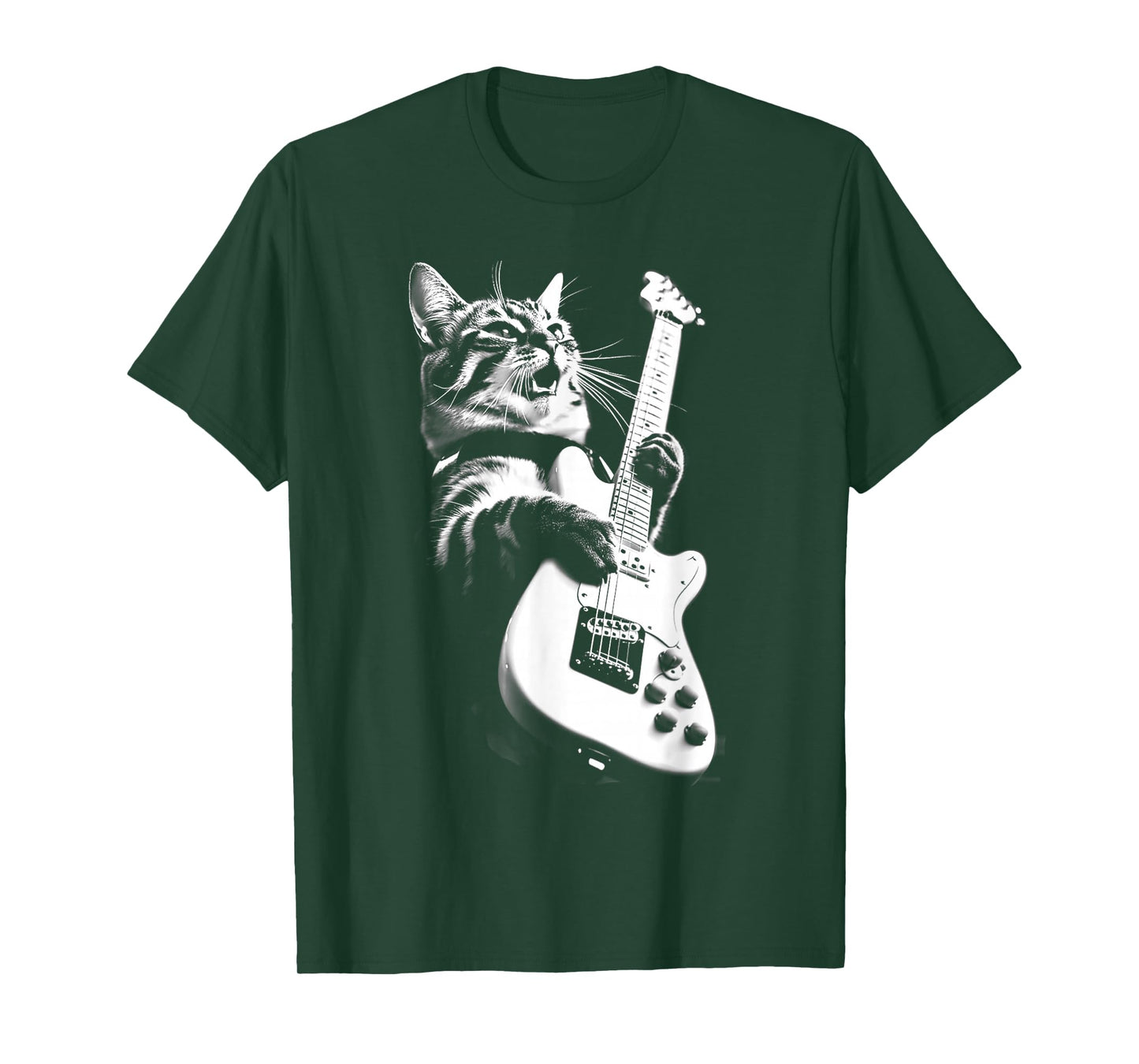 Rock Cat Playing Guitar - Funny Guitar Cat T-Shirt