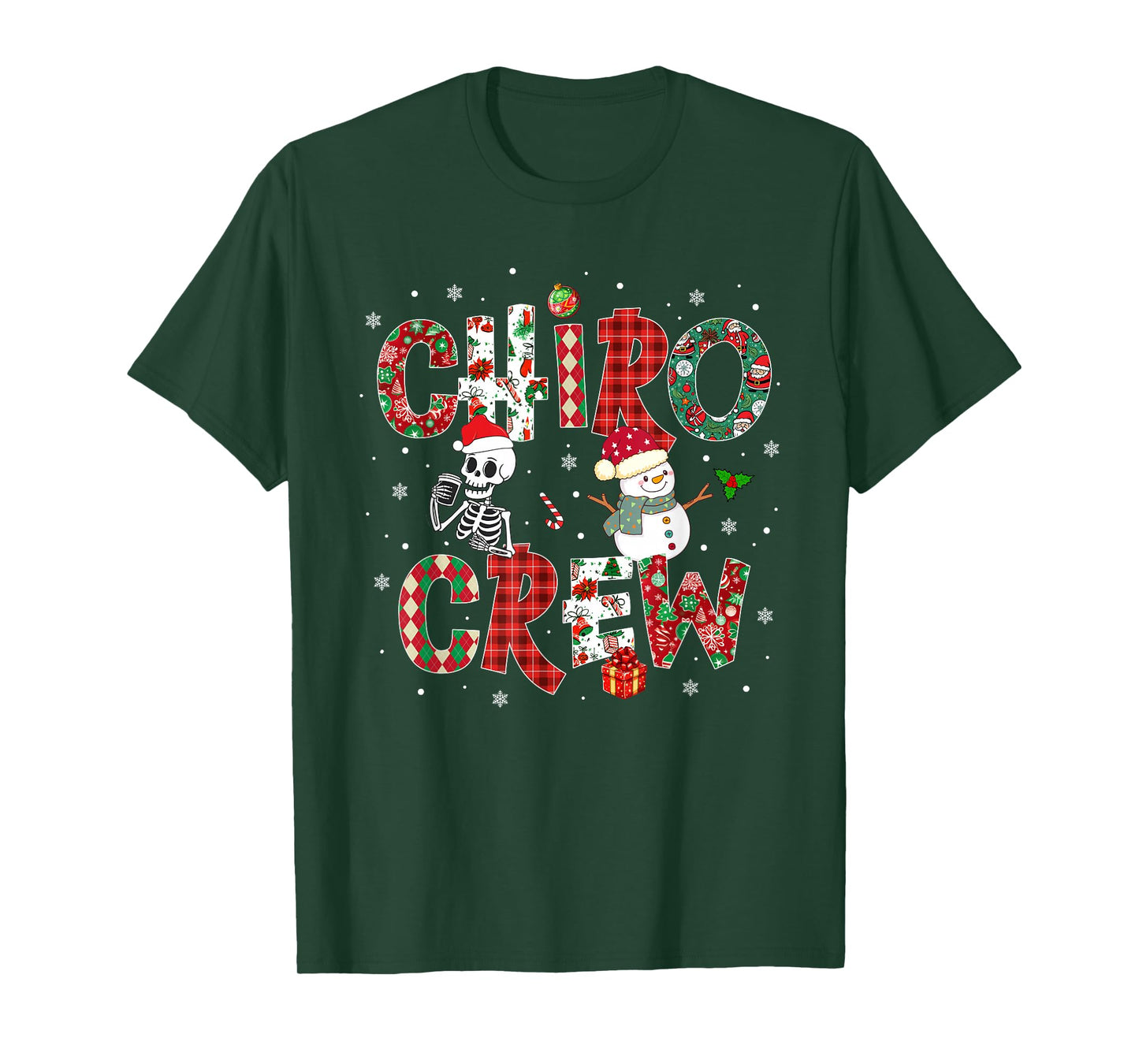 Chiro Crew Coquette Bow Skeleton Chiropractic Christmas T-Shirt
