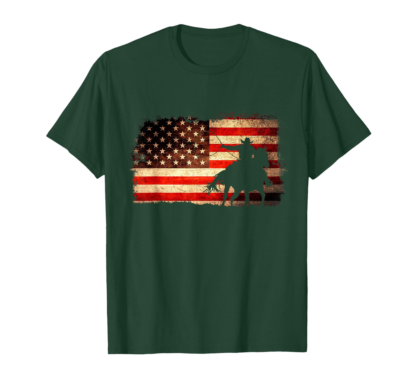 Rodeo Cowboy Western Country Horse USA Flag 4th of July T-Shirt