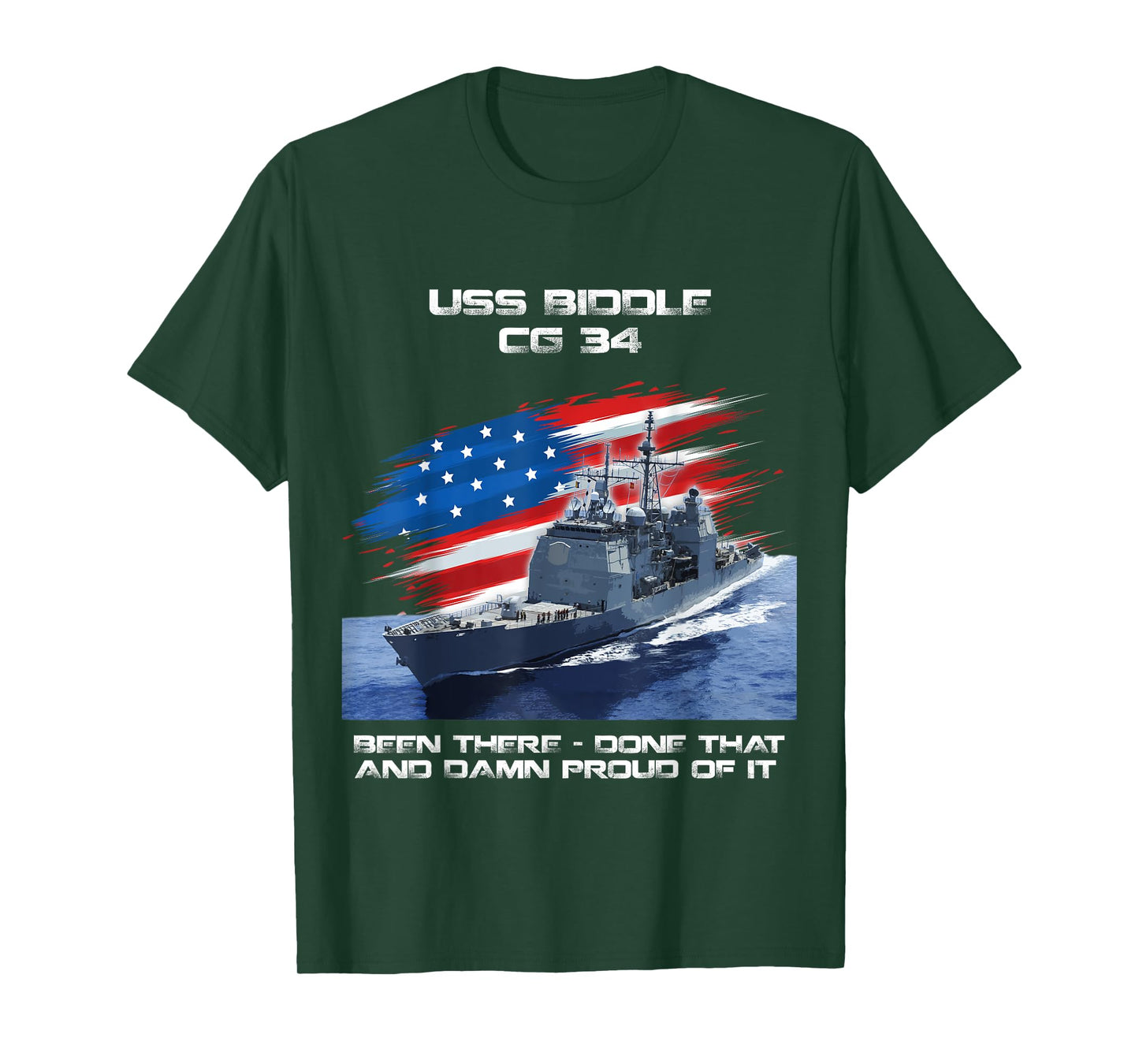 USS Biddle CG-34 Class Cruiser American Flag Veteran Xmas T-Shirt for Women Men