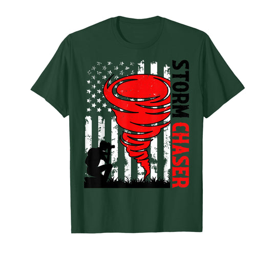 American Flag United States Tornado Storm Chaser Outfit T-Shirt