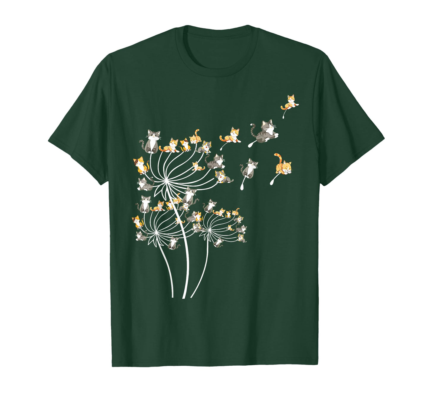 Dandelion Cat Lover Cat Fans Flower Fly Dandelion Funny Cat T-Shirt