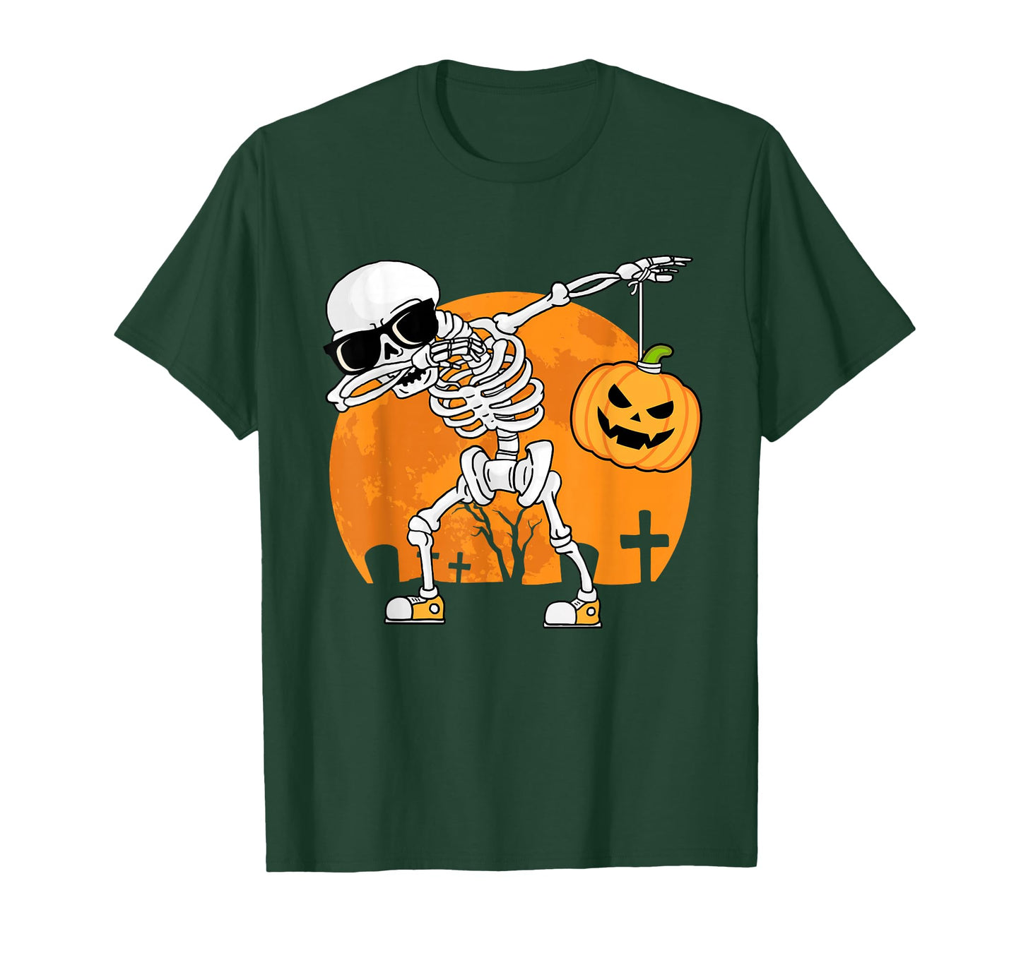 Dabbing Skeleton Funny Halloween Pumpkin Men Boys Kids T-Shirt
